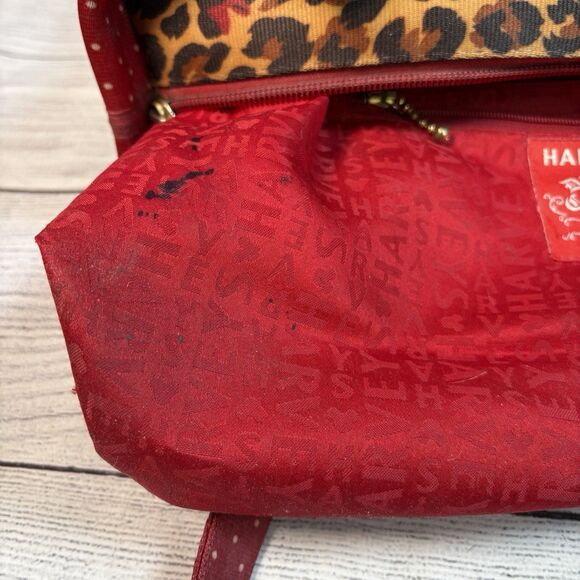 Harveys Seatbelt Bag Disney Couture Red Brown Leopard Minnie Mouse Satchel Purse - Picture 7 of 8